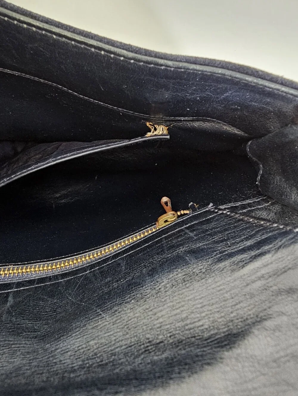 Vintage Neiman Marcus Navy Suede Shoulder Bag Gold Hardware